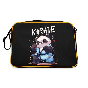 Lustiger japanischer Karate Panda Kawaii Karateka - Retro Tasche - Schwarz/Gold - Hinten