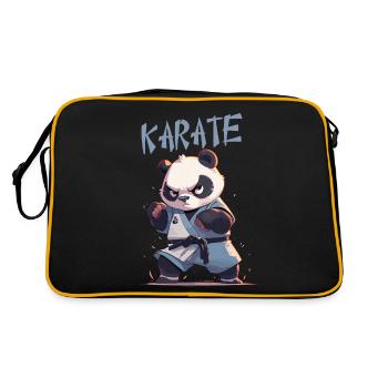 Lustiger japanischer Karate Panda Kawaii Karateka - Retro Tasche - Schwarz/Gold - Hinten