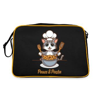 Pattes et pâtes drôles de chats dictons d’animaux - Sac Retro - noir/or - Dos