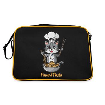 Pattes et pâtes drôles de chats dictons d’animaux - Sac Retro - noir/or - Dos