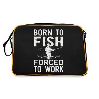Born to Fish, Forced to Work Angeln Fischen Spruch - Retro Tasche - Schwarz/Gold - Hinten