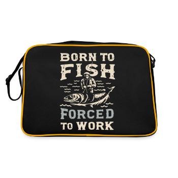 Born to Fish, Forced to Work Angeln Fischen Spruch - Retro Tasche - Schwarz/Gold - Hinten