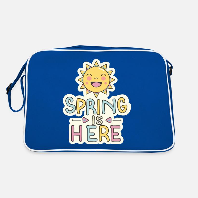 Frühling Spring is here Sonne Blumen Retro Tasche