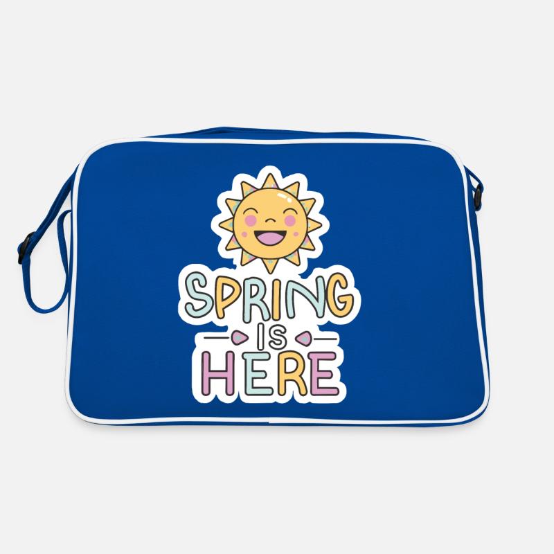 Frühling Spring is here Sonne Blumen Retro Tasche