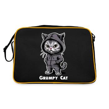 Ärgerliche Böse Katze - Retro Tasche - Schwarz/Gold - Hinten