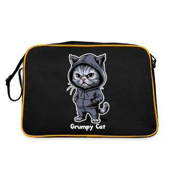 Ärgerliche Böse Katze - Retro Tasche - Schwarz/Gold - Hinten