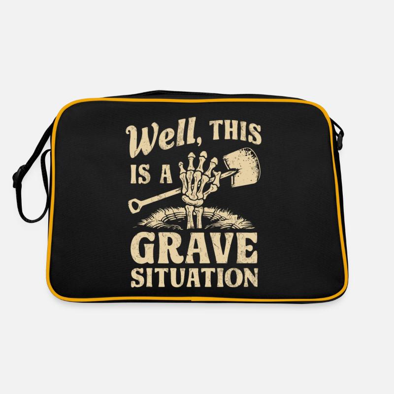 Skeleton Cemetery Pun Funny Saying Retro Bag