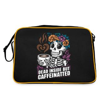 Funny Coffee Caffeine Skeleton Saying - Retro Bag - black/gold - Back
