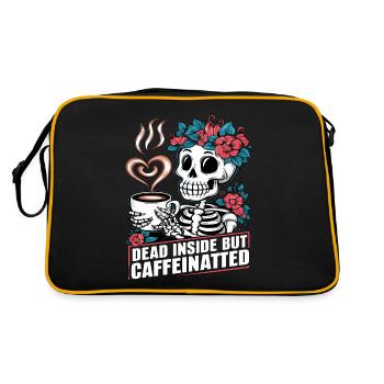 Funny Coffee Caffeine Skeleton Saying - Retro Bag - black/gold - Back