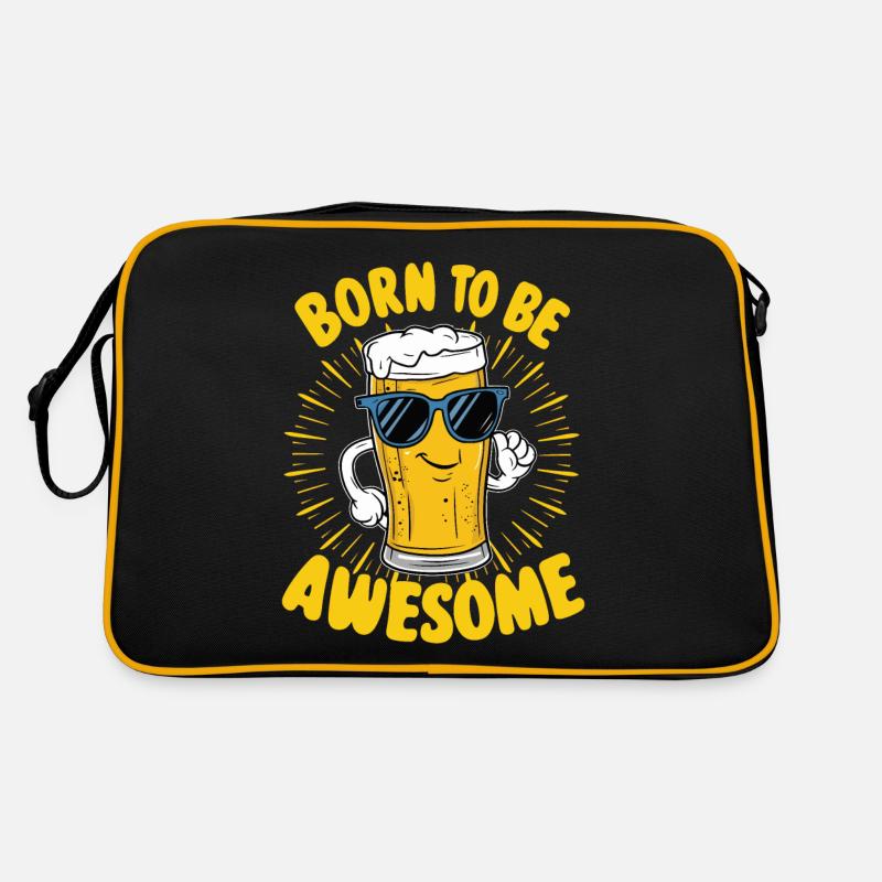 Bier Spruch Born to be Awesome Retro Tasche