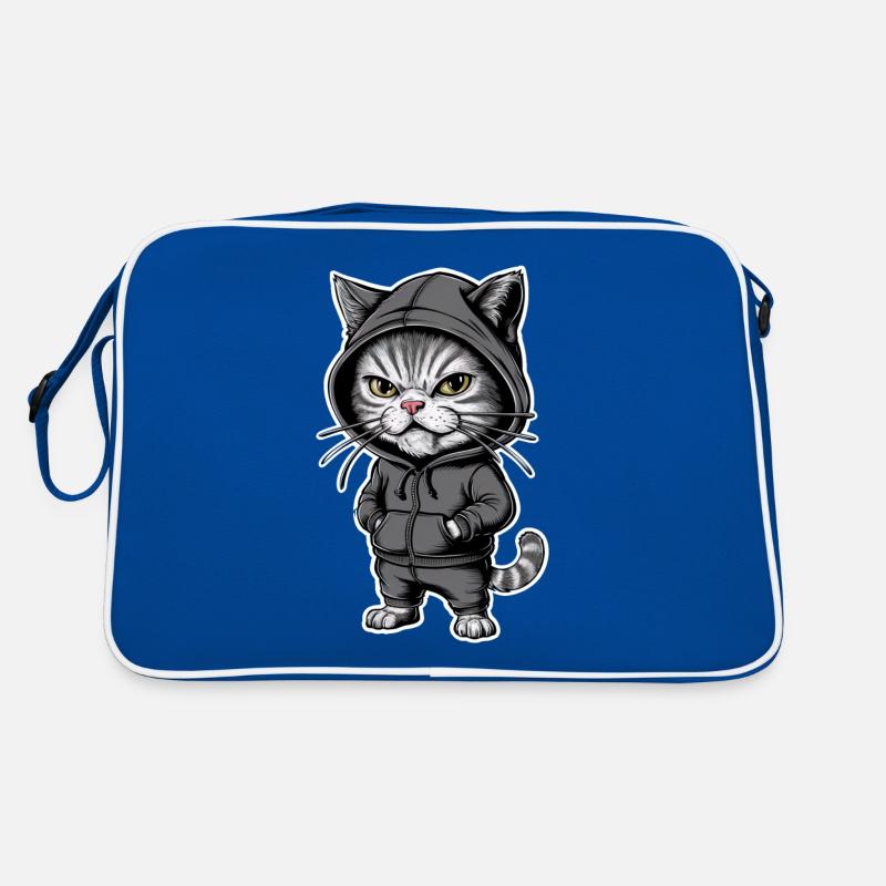 Chat en colère agacé dans un sweat à capuche élégant Sac Retro