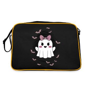 Cute Ghost with Bats - Retro Bag - black/gold - Back