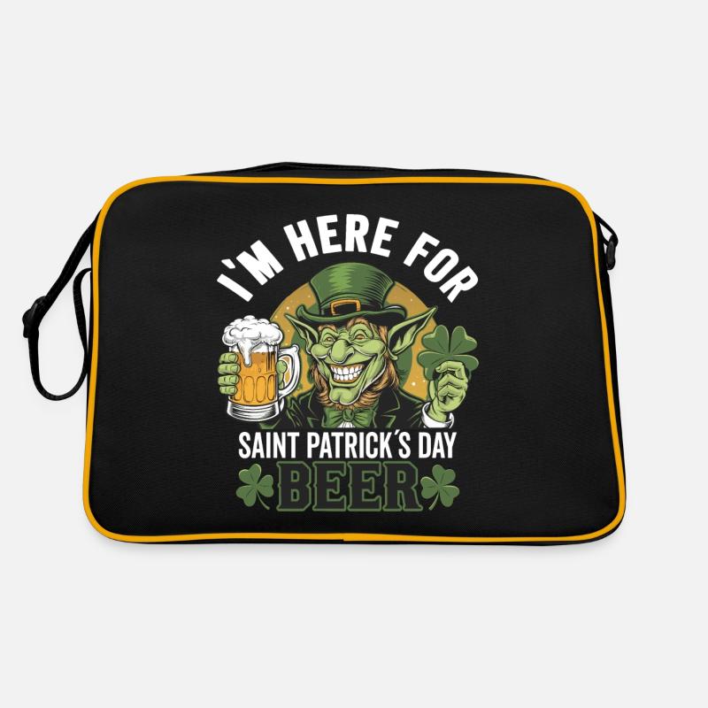 St. Patrick`s Day Beer Leprechaun Kobold Bier Retro Tasche
