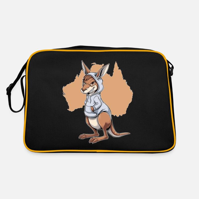 Kangaroo Känguru exotische Tiere Australien - Retro Tasche - Schwarz/Gold