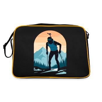 Biathlon Biathlet Wintersport - Retro Tasche - Schwarz/Gold - Hinten