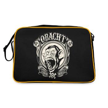 Obacht Schwoba Monkey Schwäbisch Schwaben - Retro Tasche - Schwarz/Gold - Hinten