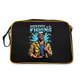 Weekends are for Fishing Fischen Angeln - Retro Bag - black/gold - Back