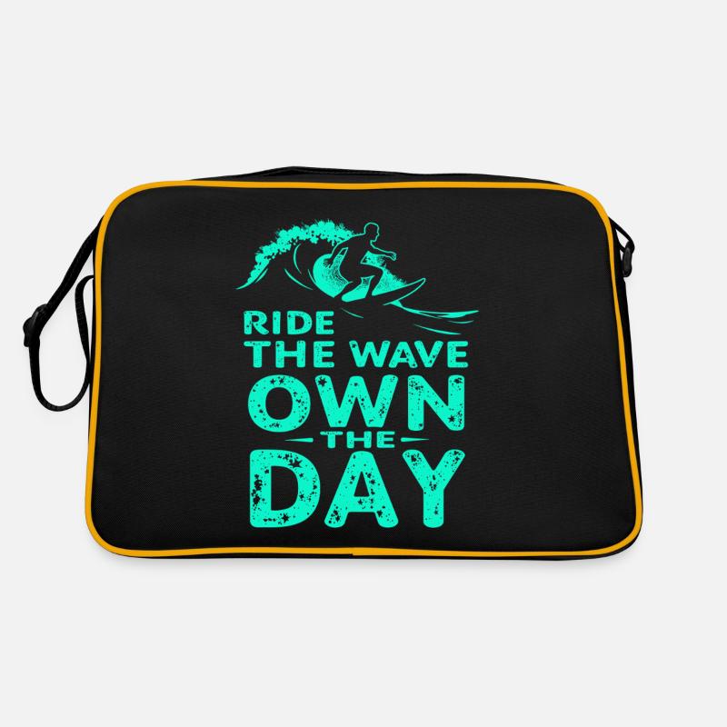 Surfer Ride the Wave – Own the Day Saying Retro Bag