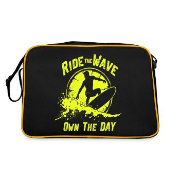 Surfer sur la vague – Own the Day Dicton - Sac Retro - noir/or - Dos