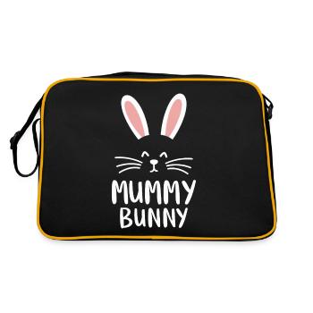 Mummy Bunny Osterdesign für Hasenfans - Retro Tasche - Schwarz/Gold - Hinten