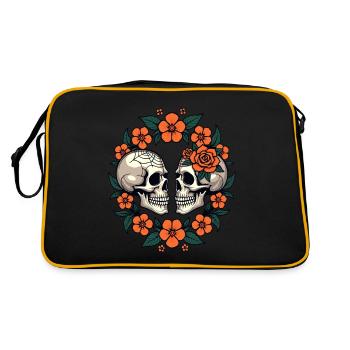 Skulls & Flowers Dark Aesthetic Floral - Retro Bag - black/gold - Back