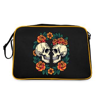 Skulls & Flowers Dark Aesthetic Floral - Retro Bag - black/gold - Back