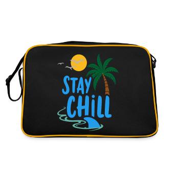 Stay Chill Tropische Entspannung Sommer Urlaub - Retro Tasche - Schwarz/Gold - Hinten