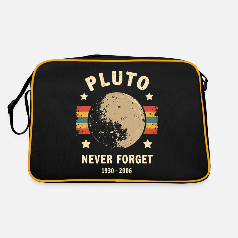 Pluto Never Forget – Retro Space - Retro Tasche - Schwarz/Gold