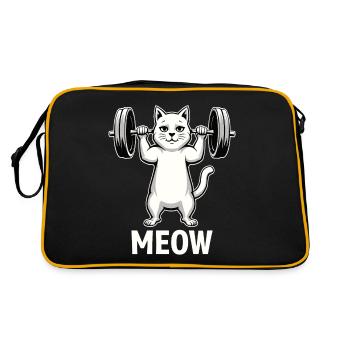 « Meow » - Chat fort pendant une séance d’entraînement - Sac Retro - noir/or - Dos