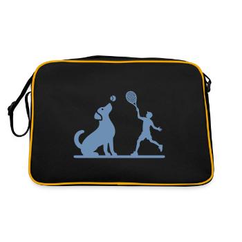 Dog and Owner Tennis Friends Silhouette - Retro Bag - black/gold - Back