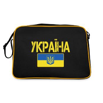 Unterstütze die Ukraine mit Ukraina Flagge - Retro Tasche - Schwarz/Gold - Hinten
