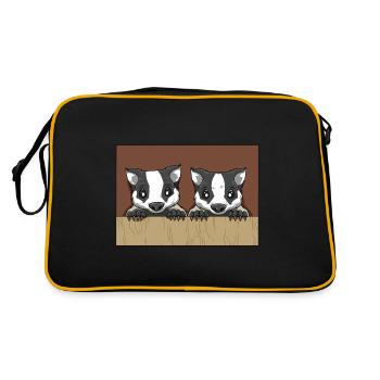 Lustige Dachse Tier Marder Wildtier Waldtier - Retro Tasche - Schwarz/Gold - Hinten