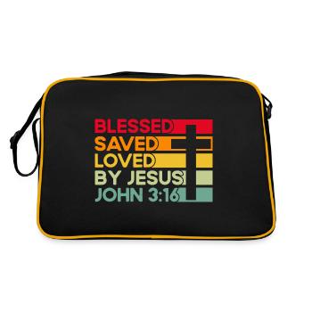 Christlich Bibelvers Religiös Geschenk - Retro Tasche - Schwarz/Gold - Hinten
