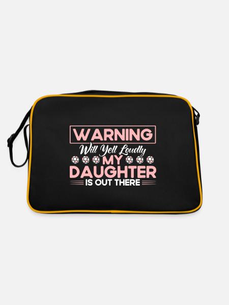 Fußball Mama Tochter Mutter Geschenk - Retro Tasche - Schwarz/Gold - Hinten