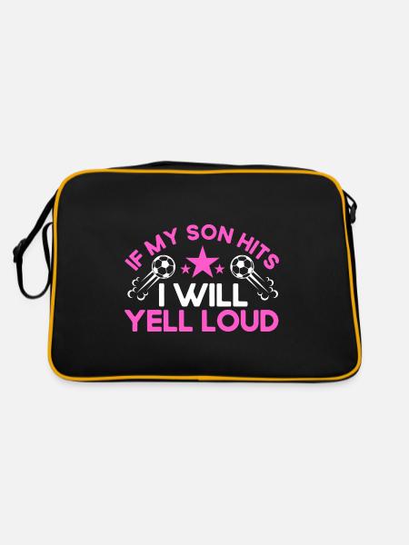Fußball Mutter Sportfan Geschenk - Retro Tasche - Schwarz/Gold - Hinten