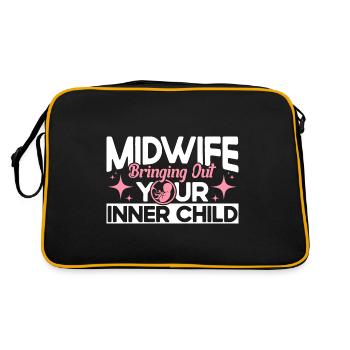 Midwife LD Work Obstetrician Gift - Retro Bag - black/gold - Back