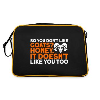 Du magst also keine Ziegen, Schatz? Ziege Geschenk - Retro Tasche - Schwarz/Gold - Hinten