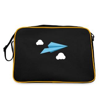 Avion en papier avion papier bleu avec des nuages blancs - Sac Retro - noir/or - Dos