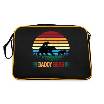 Le père ours avec des petits ours se promène dans la forêt - Sac Retro - noir/or - Dos