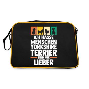 Hund Yorkshire Terrier - Retro Tasche - Schwarz/Gold - Hinten