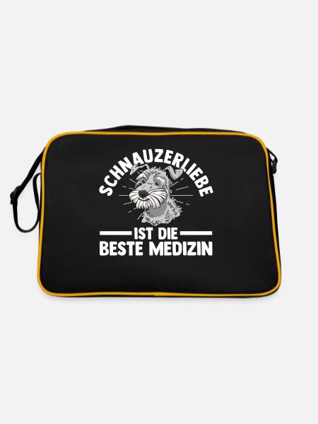Hund Schnauzer Riesenschnauzer - Retro Tasche - Schwarz/Gold - Hinten
