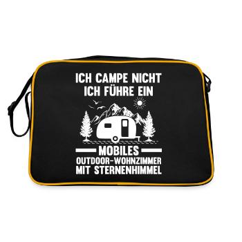 Camper Wohnwagen Wohnmobil Campen Camping - Retro Tasche - Schwarz/Gold - Hinten