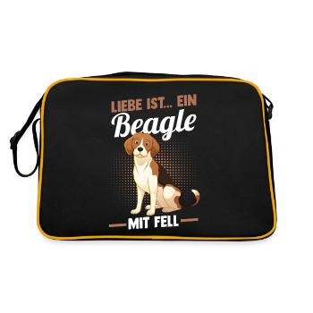 Hund Beagle - Retro Tasche - Schwarz/Gold - Hinten