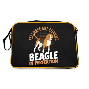 Hund Beagle - Retro Tasche - Schwarz/Gold - Hinten