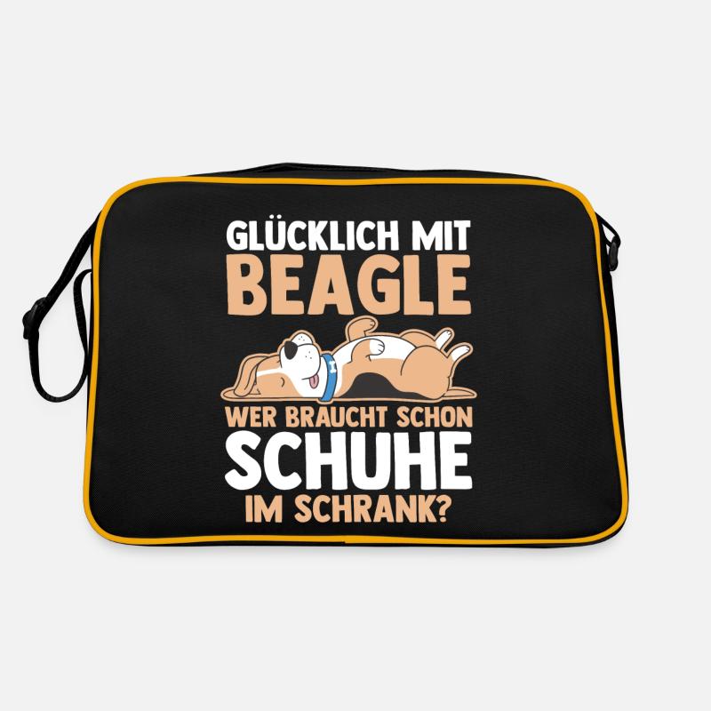 Hund Beagle - Retro Tasche - Schwarz/Gold