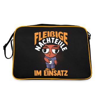 Kaffee Fleißige Nachteule Nachtschicht - Retro Tasche - Schwarz/Gold - Hinten