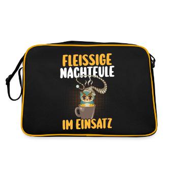 Kaffee Fleißige Nachteule Nachtschicht - Retro Tasche - Schwarz/Gold - Hinten