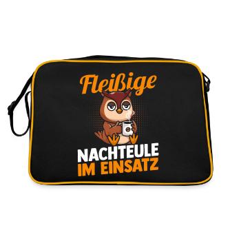 Kaffee Fleißige Nachteule Nachtschicht - Retro Tasche - Schwarz/Gold - Hinten