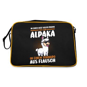Alpaka - Retro Tasche - Schwarz/Gold - Hinten