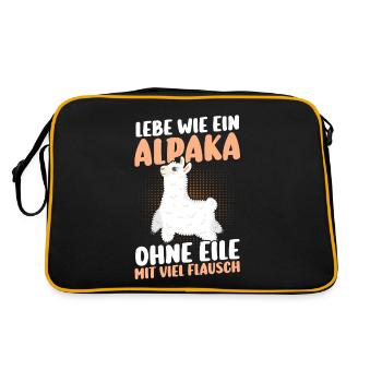 Alpaka - Retro Tasche - Schwarz/Gold - Hinten